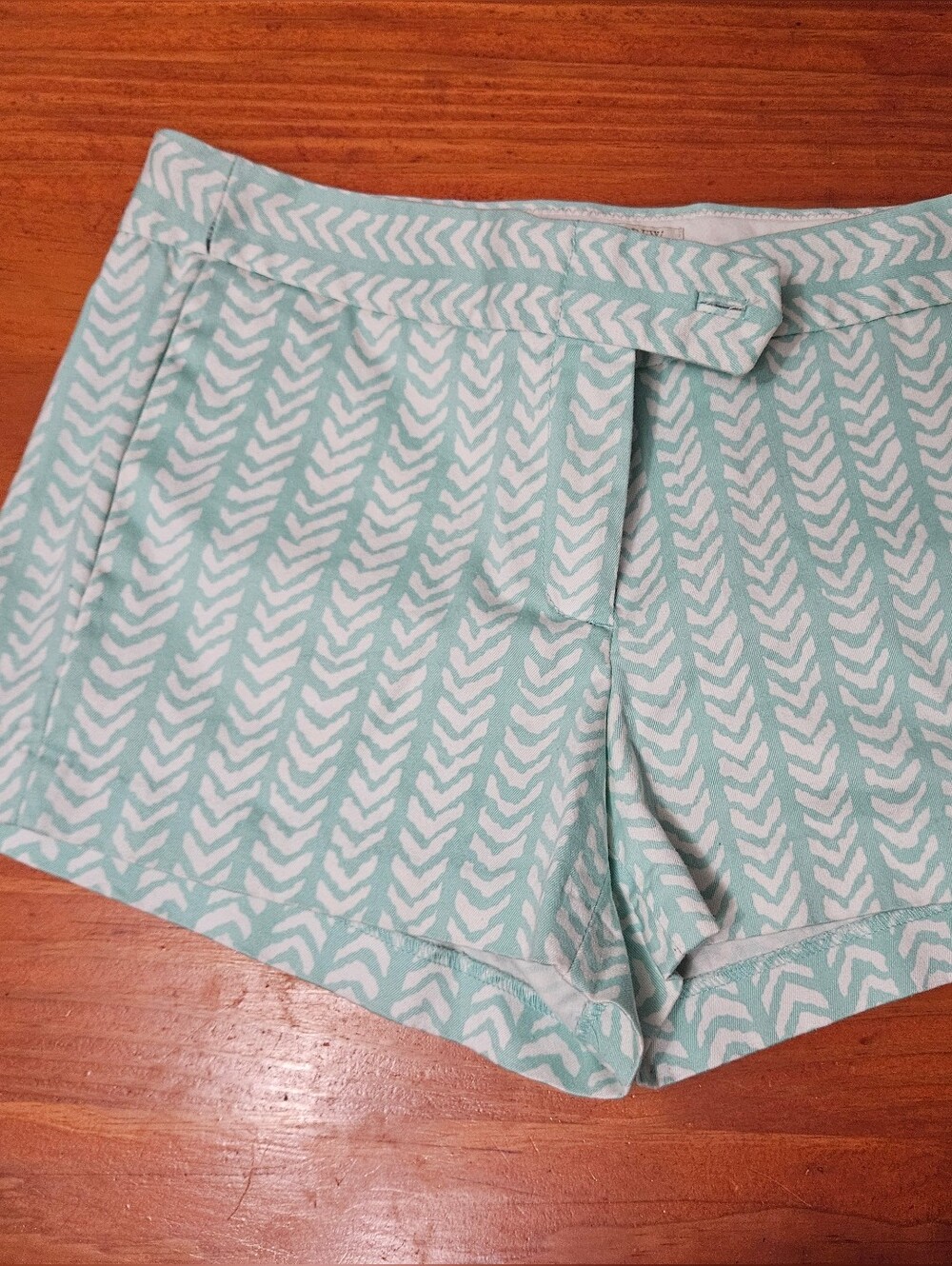 J Crew Cotton Stretch Chino Shorts Printed Pockets Seafoam&White Womens Size 6!